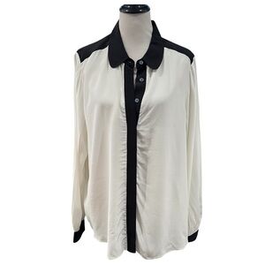 BODEN Women’s Colorblock Black White Button Down Shirt 16-18